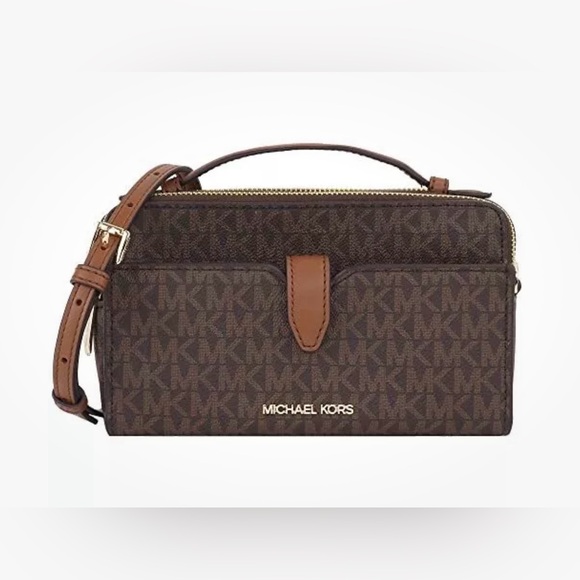 Michael Kors Signature Mid Size Double Zip Top Handle & Crossbody Chain Bag NWT - Picture 1 of 15